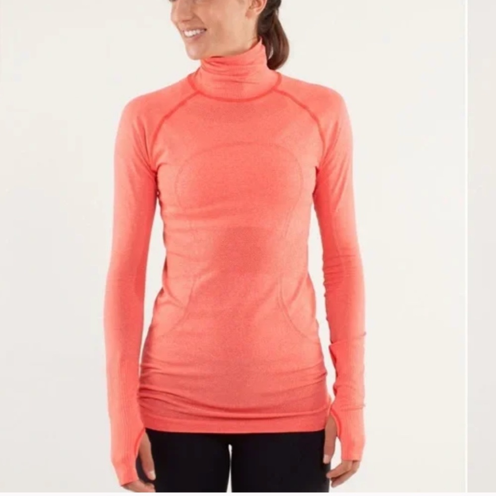 Lululemon Swiftly Tech Turtle Neck Long Sleeve Heather Coral Size 6